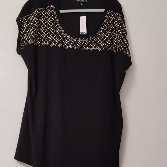 Elie Mccarthy Tops - Chic Black Embellished Women's Blouse
